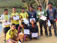 अध्यक्ष कप रनिङ्ग शिल्ड भलिवल प्रतियोगिता २०७५ मा तृतीय स्थान हासिल गर्दै छत्रदेव -८ अर्घातोष-मरेङ्ग ।