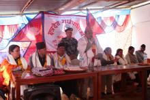 छत्रदेव गाउँपालिकाले आयोजना गरेको स्वागत कार्यक्रममा मन्तब्य प्रस्तुत गर्दै भौतिक पुर्वाधार बिकास मन्त्री माननीय बैजनाथ चौधरी ।